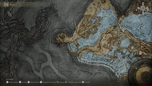 Elden Ring - Fondo de Raíz Profunda, ubicación del Escudo grande con blasón de eclipse
