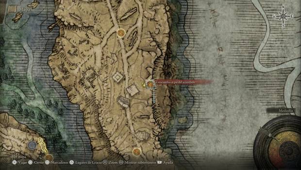 Elden Ring - Explorando Liurna este, catacumbas al pie del acantilado
