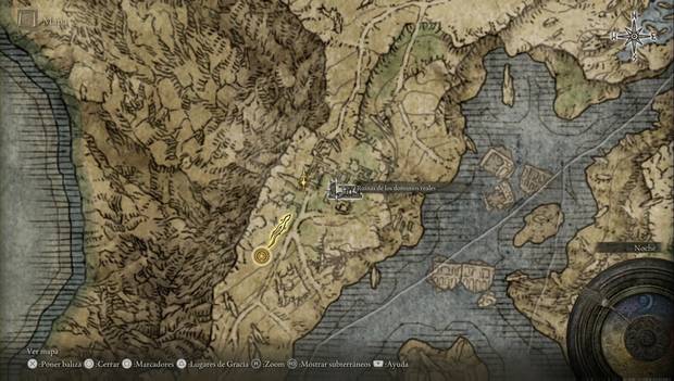 Elden Ring - Liurnia oeste, ubicación de las Ruinas de los dominios reales