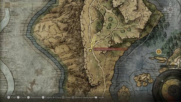 Elden Ring - Liurnia oeste, ubicación del Pie de los cuatro campanarios