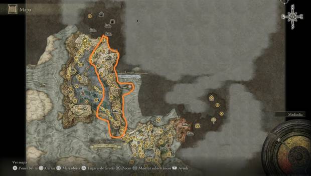 Elden Ring - mapa de Liurnia este