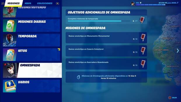 Fortnite C3T2: misiones de Omniespada