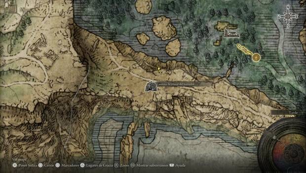 Elden Ring - Liurnia oeste, ubicación de la Caverna de cristal del humedal