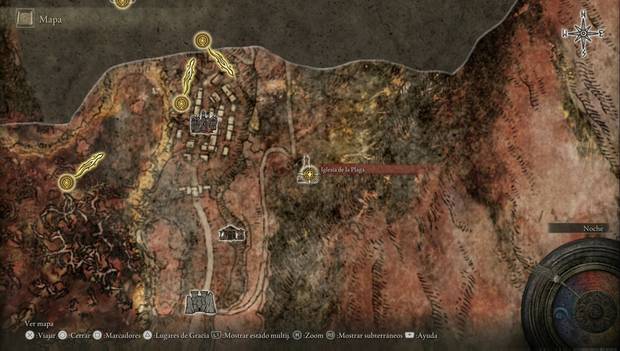 Elden Ring - Caelid, ubicación de la Iglesia de la Plaga