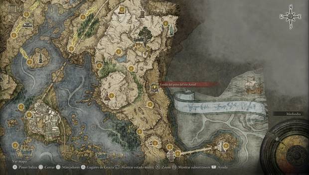 Elden Ring - Río Ainsel, ubicación del Fondo del pozo del Río Ainsel