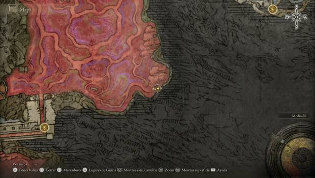 Elden Ring - Lago de la utrefacción, ubicación de la Corona fúngica