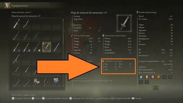 Elden Ring - Estadísticas de armas y armaduras, atributos necesarios