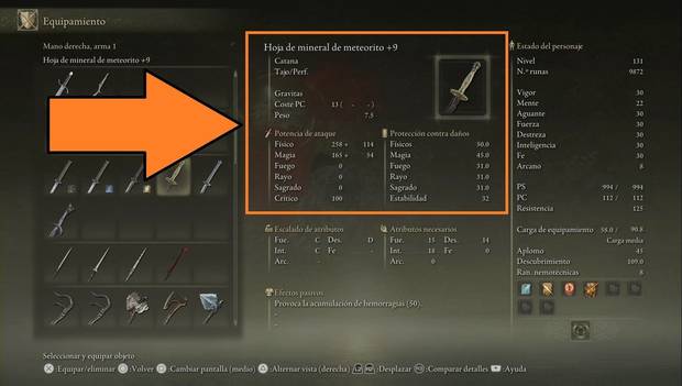 Elden Ring - Estadísticas de armas y armaduras, estadísticas generales del arma
