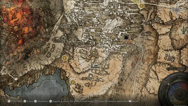 Elden Ring - Monte Gelmir, ubicación de la entrada al subterráneo
