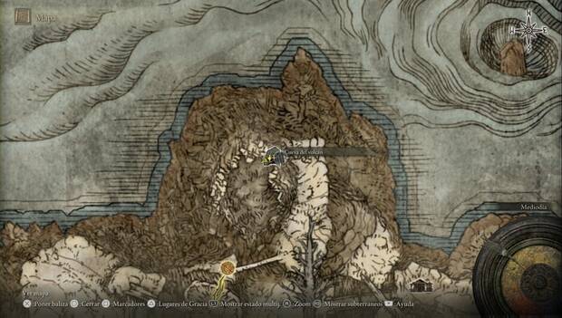 Elden Ring - Ubicación de la Cueva del volcán
