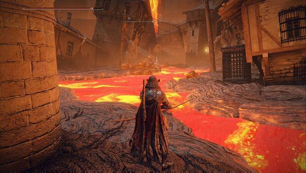 Elden Ring - Mansion del Volcán, camino por la lava