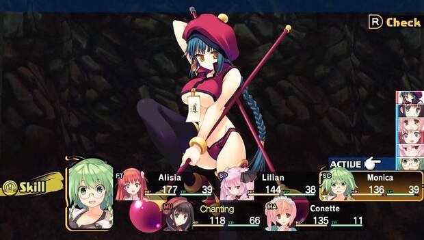 La pantalla de lucha est� poco animada, aunque es algo habitual en este tipo de RPG. 