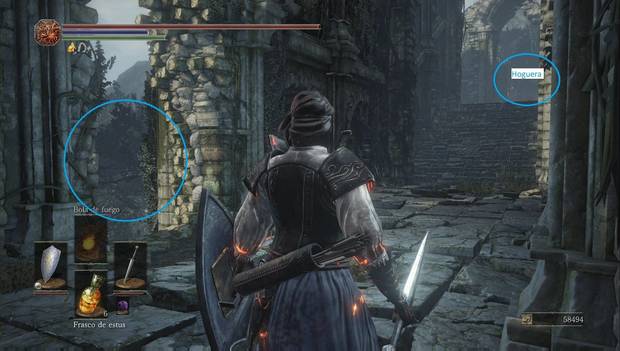 Dark Souls III - Torreón de Farron: pared por la que puedes dejarte caer