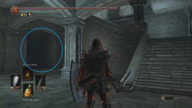 Dark Souls III - Irithyll del Valle Boreal: escaleras al sótano de la torre de la catedral