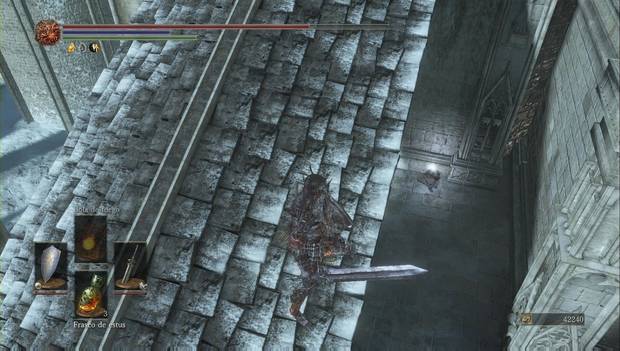 Dark Souls III - Irithyll del Valle Boreal: cadáver con el Arco grande del Asesino de Dragones