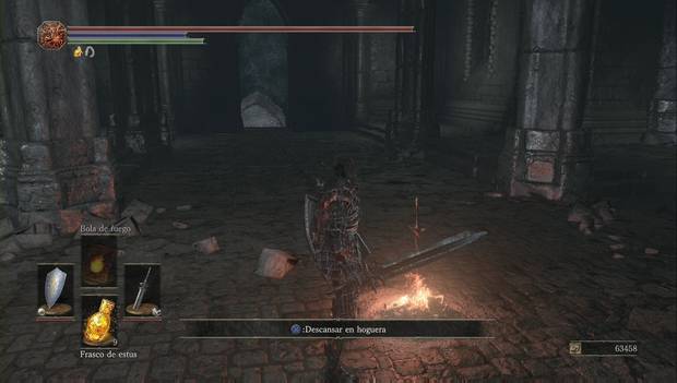 Dark Souls III - Irithyll del Valle Boreal: escaleras para bajar a los sótanos de la iglesia