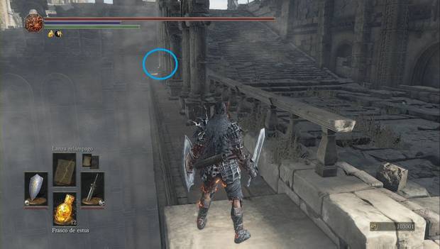 Dark Souls 3 - Pico del Archidragón: anillo de protección de acerooculto tras las columnas