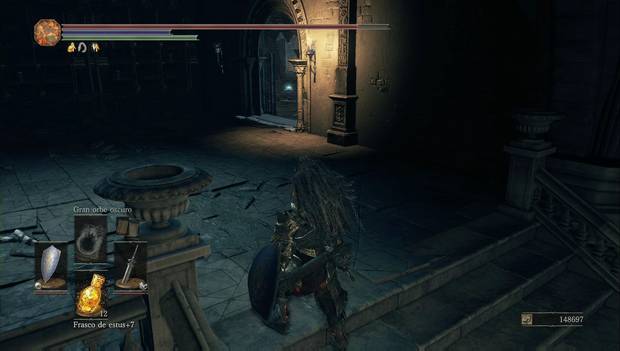 Dark Souls 3 - Gran Archivo: puerta por la que continuar desde la biblioteca de las manos fantasma