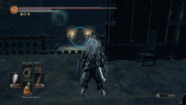 Dark Souls 3 - Gran Archivo: barandilla rota, puente y escaleras que llevan al atajo