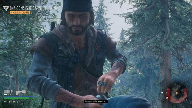 Days Gone - Se nos acaba la carne: Deacon destripa a un animal que acaba de cazar