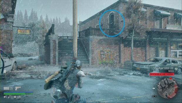 Days Gone - Infestación de Camp Sherman: escaleras y ventana a la primera planta