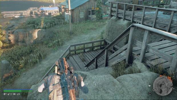 Days Gone - Sin que te vean: escaleras para llegar a la cabaña de Deacon