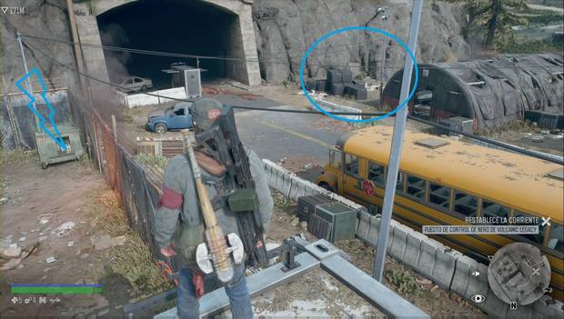 Days Gone - Puesto de control de NERO de Volcanic Legacy: posición de la lata de gasolina y el generador del campamento