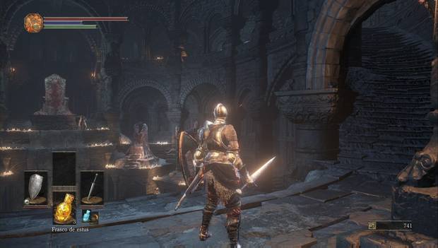 Dark Souls III - Gran Muro de Lothric: escaleras a la segunda planta del Santuario de Enlace del Fuego
