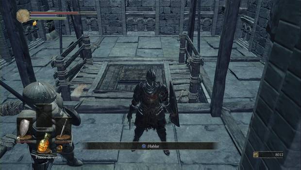 Dark Souls III - Asentamiento de no muertos: Siegward busca la manera de subir por la plataforma