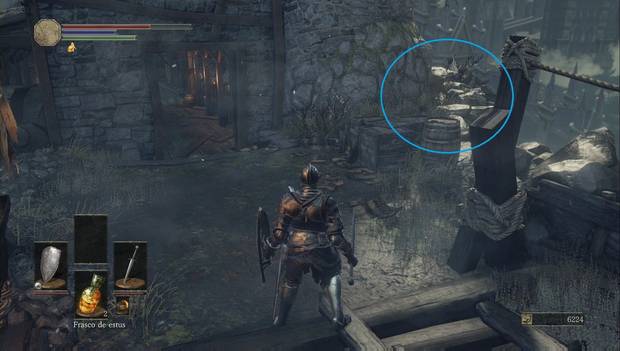 Dark Souls III - Asentamiento de no muertos: Camino alternativo al cruzar el puente desde la hoguera