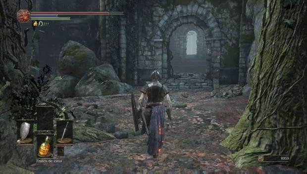 Dark Souls III - Camino de los sacrificios: puerta en la muralla del pantano del camino de los sacrificios
