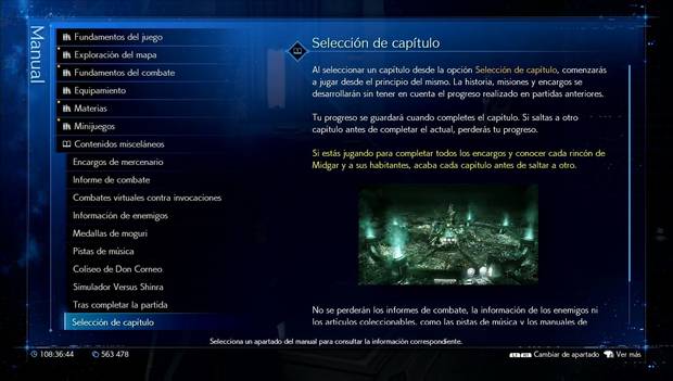Final Fantasy VII Remake - Selección de capítulos