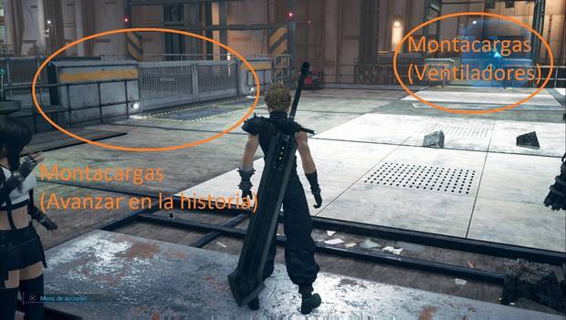 Final Fantasy VII Remake - Montacargas a los ventiladores del capítulo 6