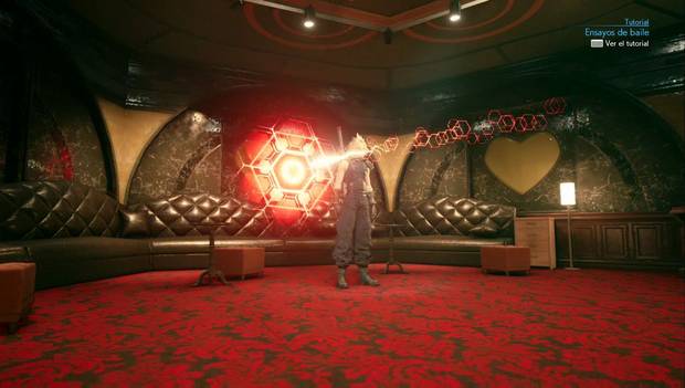 Final Fantasy VII Remake - Indicadores luminisosos en el baile