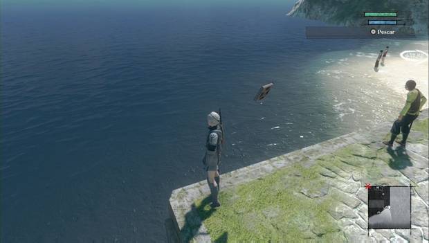 NieR Replicant - Pesca: muelle desde el que pescar sardinas