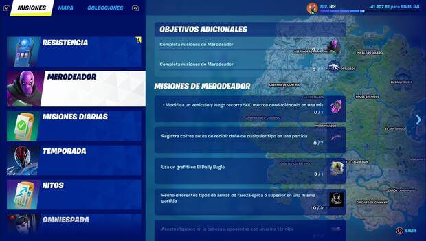 Fortnite - Merodeador, lista de misiones