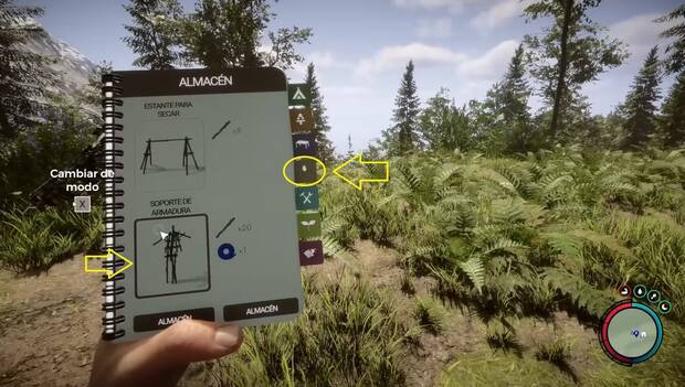 Sons of the Forest - Receta de fabricación del soporte de armadura