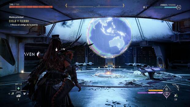Horizon Forbidden West Orillas Ardientes - Código de la puerta de Cielo y tierra: sala del holograma de Ascenso estelar