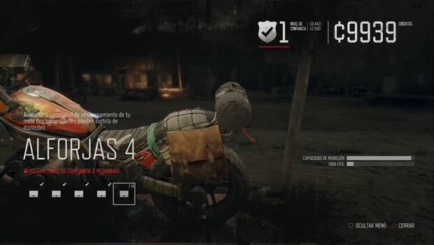 Days Gone - Almacenamiento
