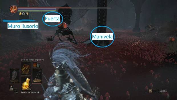 Dark Souls 3 - Cenizas de Ariandel, Cueva de las moscas: puntos de interés en el foso