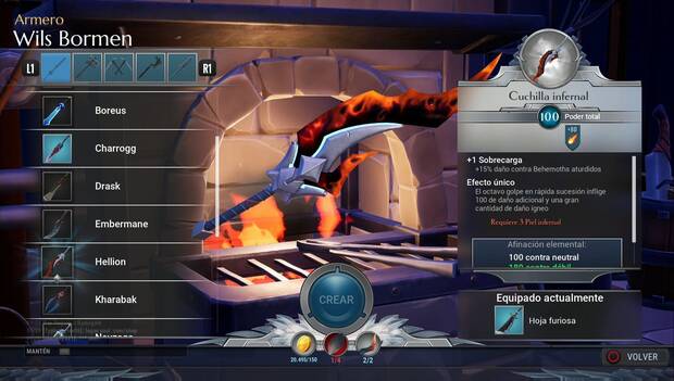 Dauntless - Espadas: Cuchilla infernal