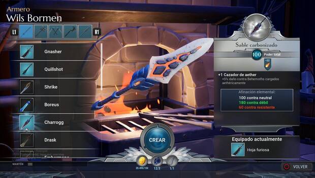 Dauntless - Espadas: Sable carbonizado