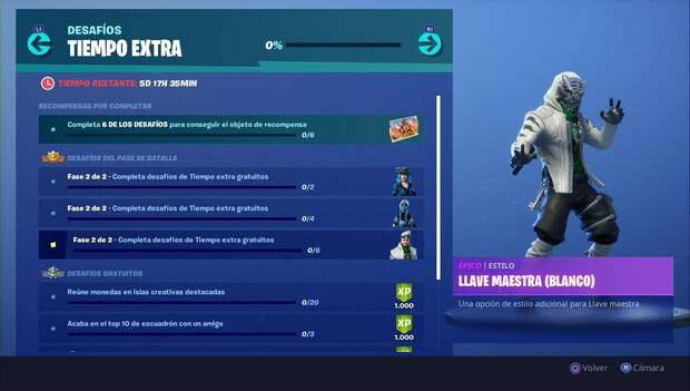 Fortnite Guia De Desafios De Tiempo Extra Solucion Y Objetivos - fortnite battle royale estilo llave maestra blanco