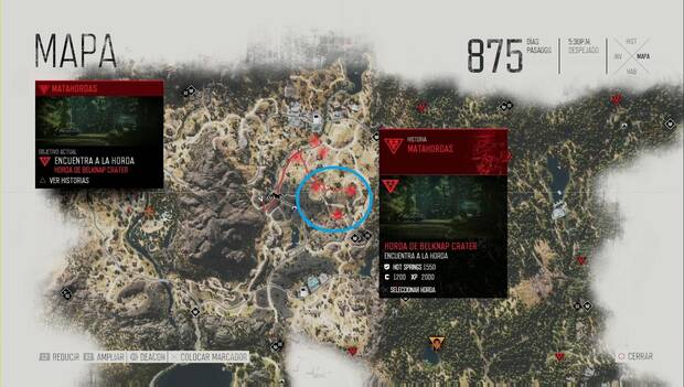 Days Gone - Horda de Belknap Crater: localización de la Horda