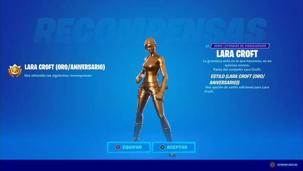 Fortnite - Skin de oro de Lara: Lara Croft dorada