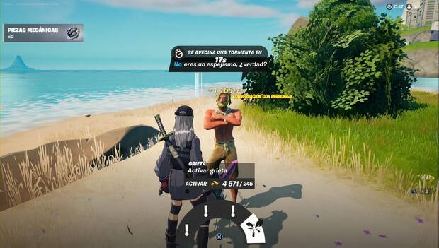 Fortnite - Activa una grieta al comprársela a un personaje: menú de objetos y acciones de Jonesy Náufrago