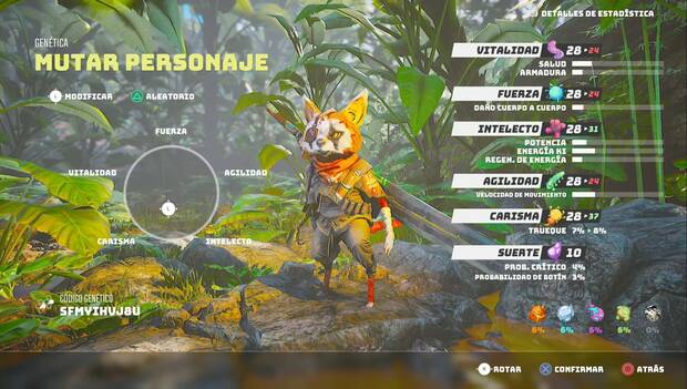 Biomutant: Prólogo - Pantalla de creación de personaje