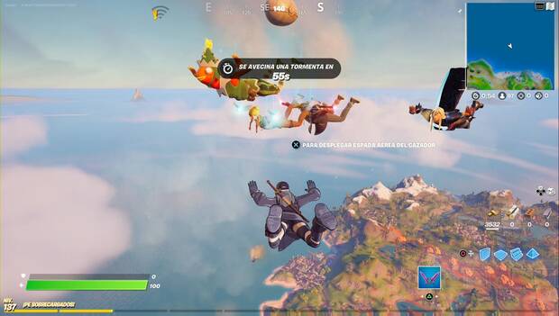 Fortnite - Inflige daño a jugadores en un plazo de 30 segundos tras aterrizar desde el autobús de batalla: caída simultánea de gente