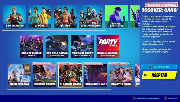 Fortnite - El Crossover - Juega una partida de Cancha caótica