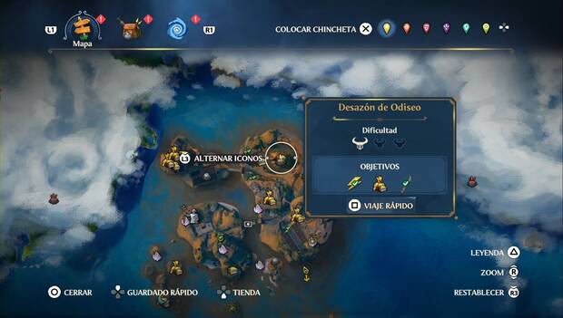 Immortals Fenyx Rising - Cámaras del Tártaro de Los Escollos Rocosos: ubicación de la Cámara del Tártaro Desazón de Odiseo